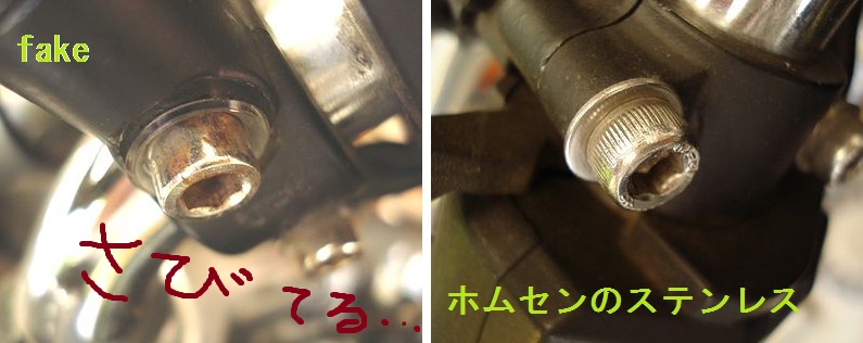 偽 rizoma ステーのボルト 1年使用 錆びてる
